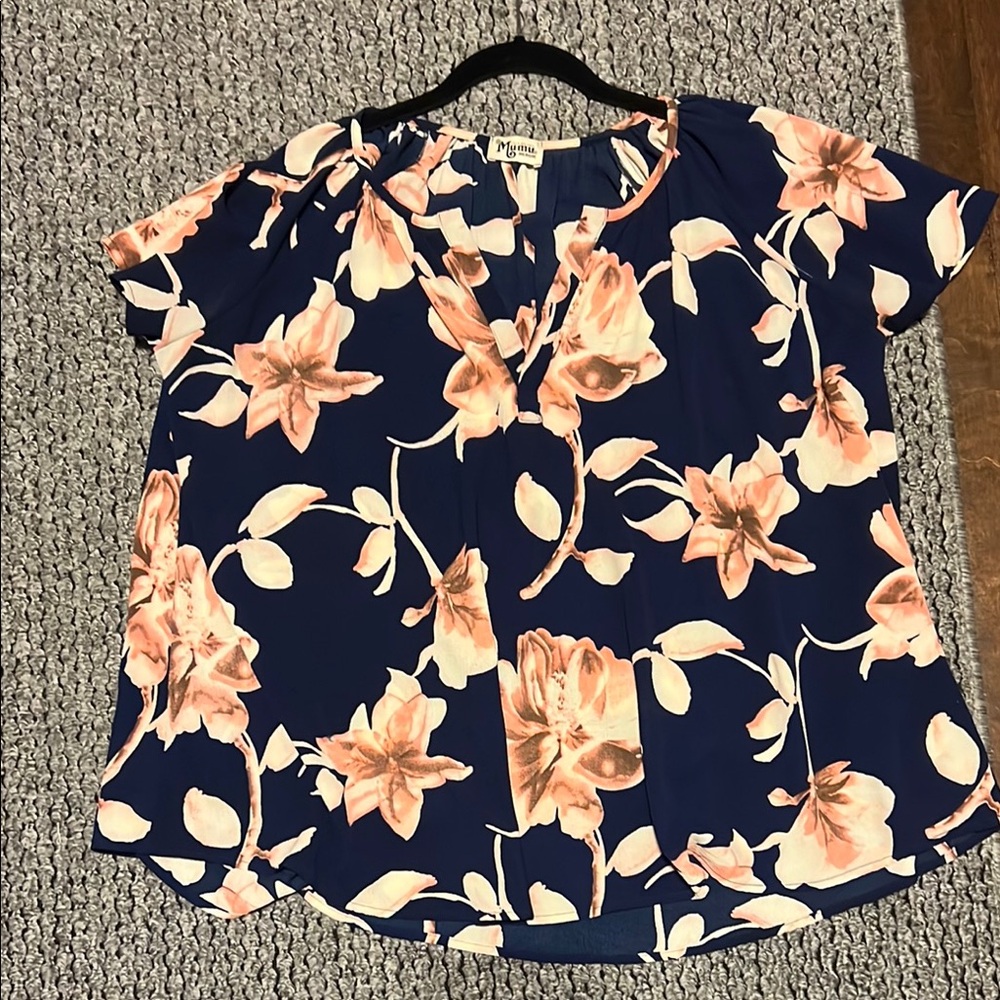 Show Me Your MuMu Avalon Floral Navy and Pink Women's Top